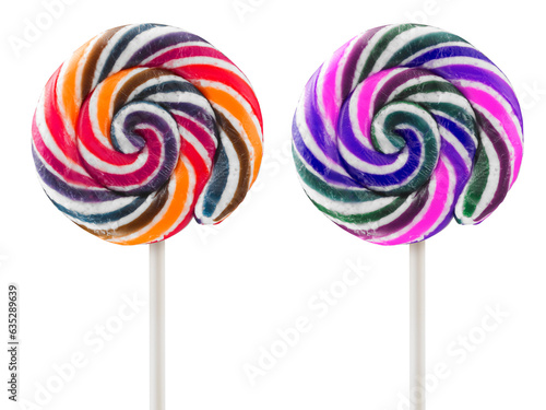 retro style colorful round shape lollipop. transparent background