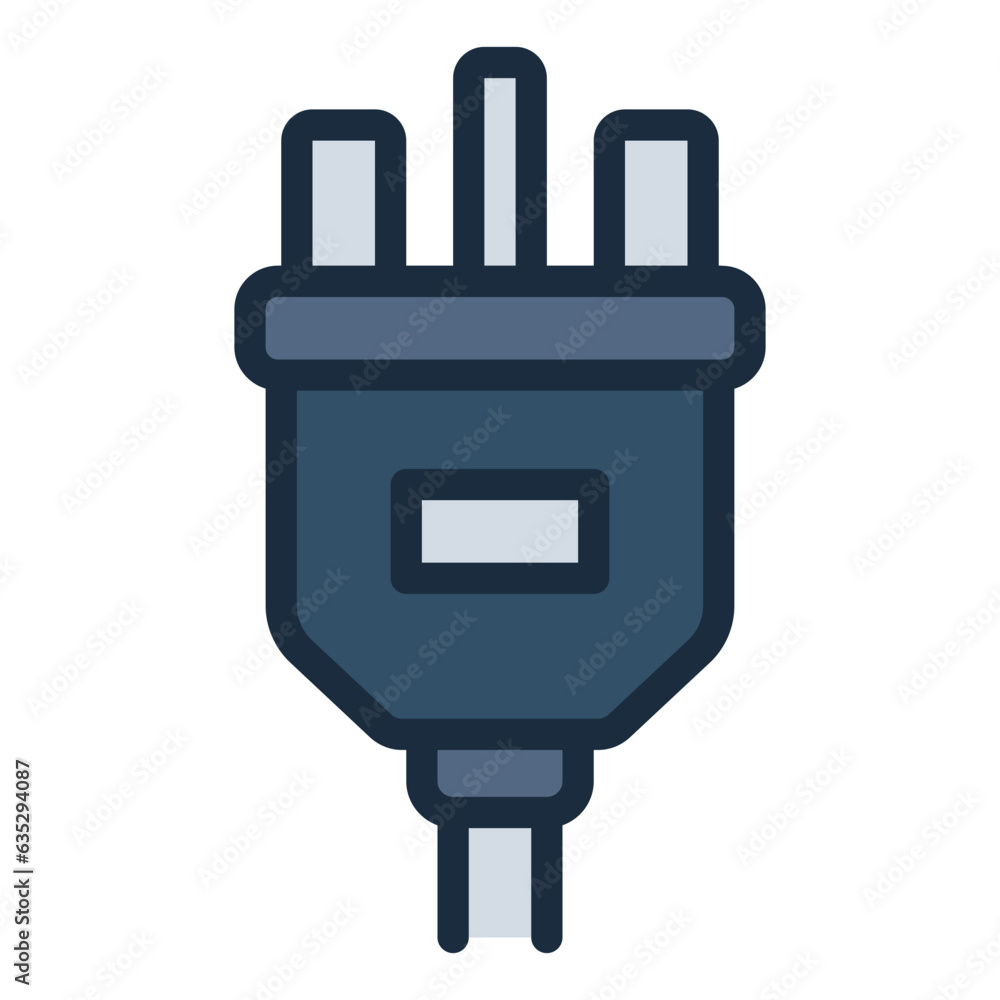 Three pin Plug filled line icon Three pin Plug filled line icon