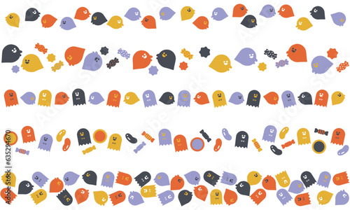 おばけのラインフレームセットオレンジと紫