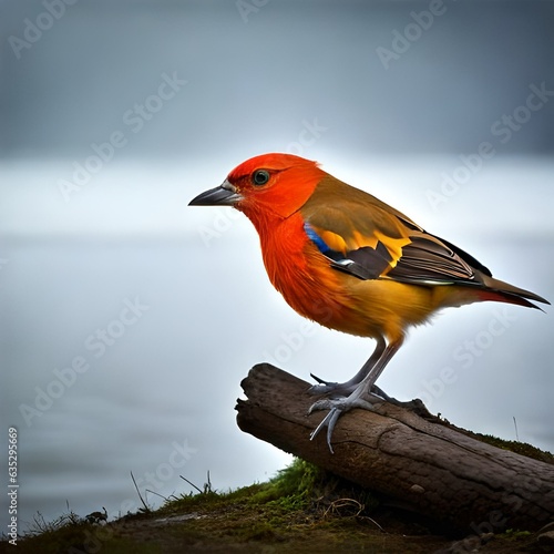 red robin on a branch © ehtasham