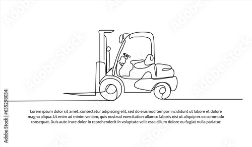 Truk forklift one continuous line design. Decorative elements drawn on a white background.