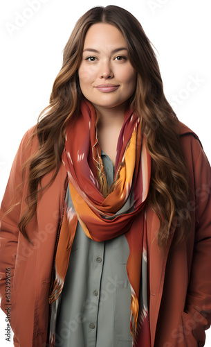 Long haired young woman in casual attire. Generative AI.