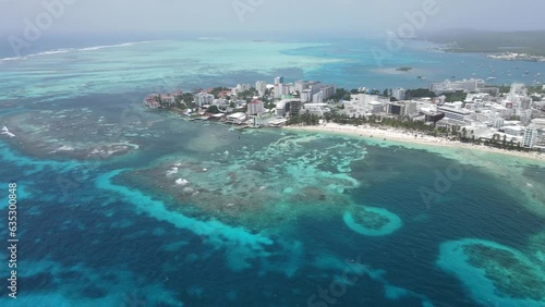 The entirety of the island of San Andres, seen from a drone in maximum quality photo