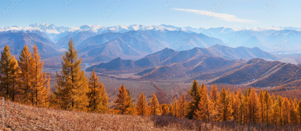 Picturesque mountain valley, autumn view Picturesque mountain valley, autumn view