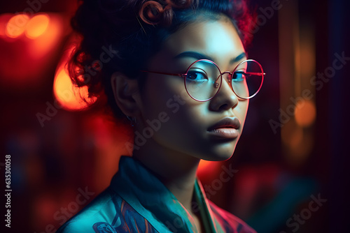Portrait of a Young Woman at night