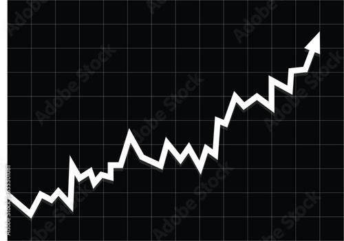 white arrow graph slowly and surely going up make profit financial and economic grow market boom