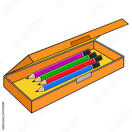 pencils in a pencil case vector illustration