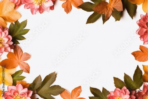 maple leaves and oak frame background