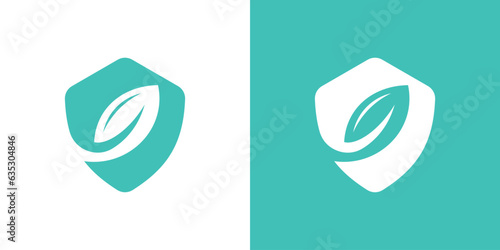shield element logo design combined with leaves