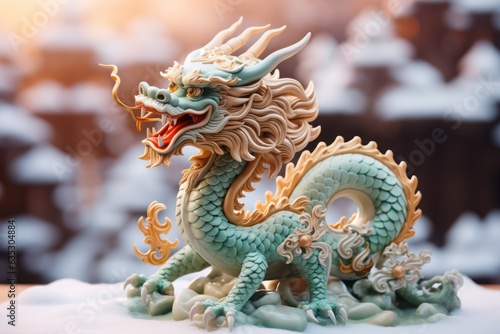 Wallpaper Mural green Dragon Green dragon statue symbol of 2024 on bokeh background, copy space.  Torontodigital.ca