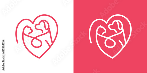 animal pet element logo design combined with heart