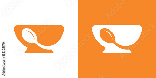 bowl element logo design combined with spoon for food logo