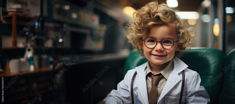 Dream job of doctor kid background. Generative ai. Dream job of doctor kid background. Generative ai.