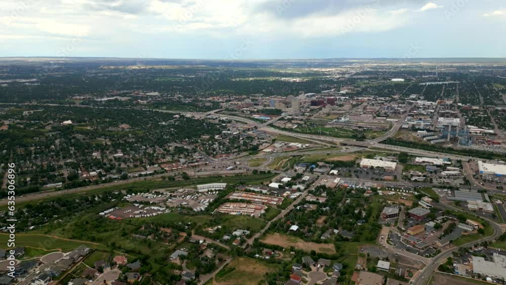 Aerial establishing drone stock video Colorado Springs circa 2023 Aerial establishing drone stock video Colorado Springs circa 2023