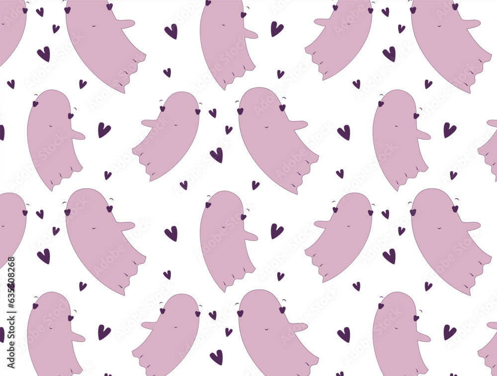 A loving ghost. Seamless pattern. In trendy colors. A loving ghost. Seamless pattern. In trendy colors.