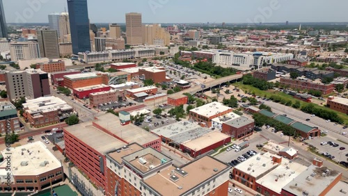 Bricktown aerial drone video Oklahoma City OK 4k photo