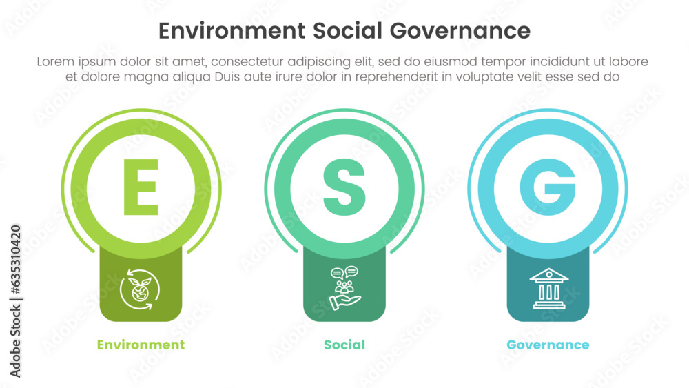 Vetor de esg environmental social and governance infographic 3 point ...