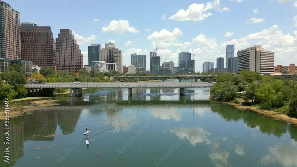 Aerial video Colorado River bridges Austin Texas Summer 2023 Aerial video Colorado River bridges Austin Texas Summer 2023