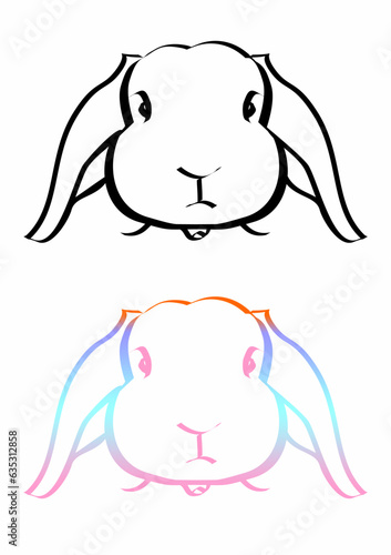 The image of a rabbit created from lines creates an image.