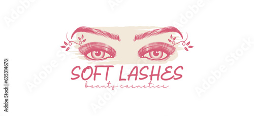 Eyelash and eyebrow extension beauty salon logo design with soft realistic look