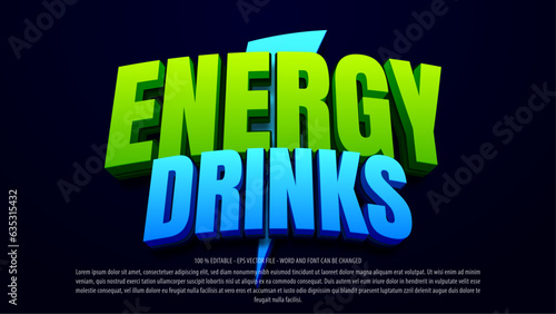 Energy drinks 3 style editable text effect