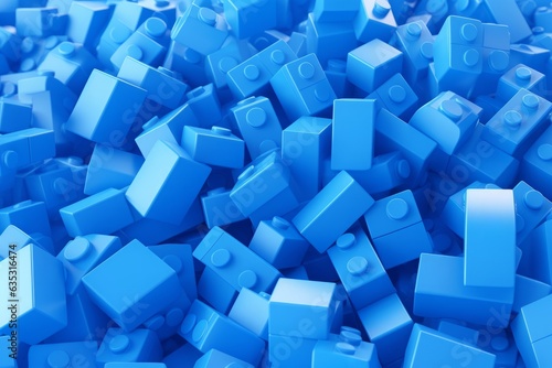 A vivid 3D rendering showcases a seamless backdrop made of blue toy bricks, evoking a nostalgic yet modern aesthetic. 