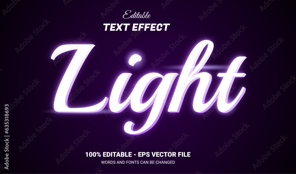 Light editable text effect