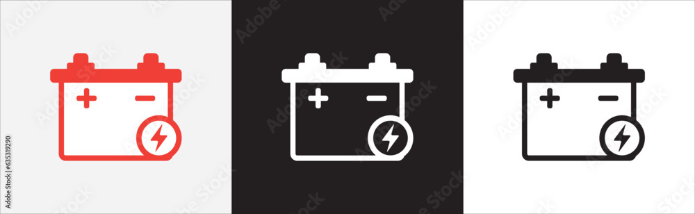 Battery accumulator icon set. Battery charge level. Lithium battery Charging icons or symbol. Vector stock illustration. Battery accumulator icon set. Battery charge level. Lithium battery Charging icons or symbol. Vector stock illustration.