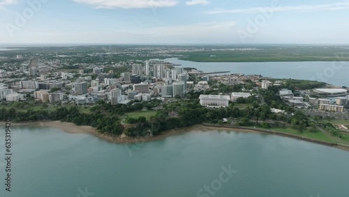 Aerial shot of the Darwin foreshore and city centre.