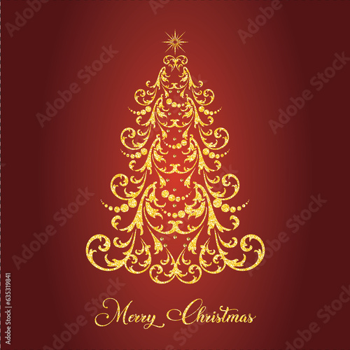 Merry Christmas Gold Shine Star Christmas Wings Tree Happy Holiday Wishes