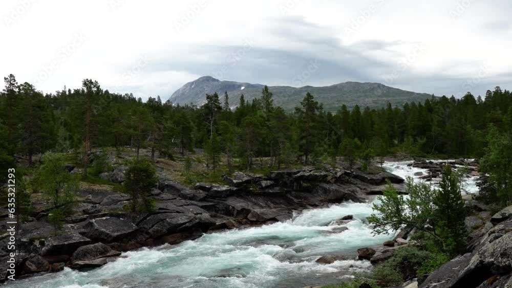 Water running through a river in beautiful northern Norway nature Water running through a river in beautiful northern Norway nature