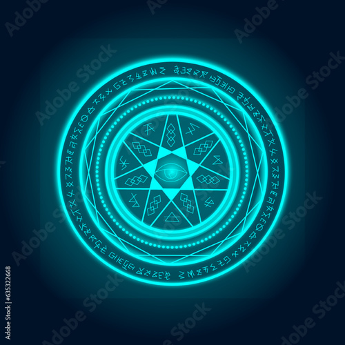 The magic ring has a spell directed. Vigorous and Powerful Black Background As Vector Illustration