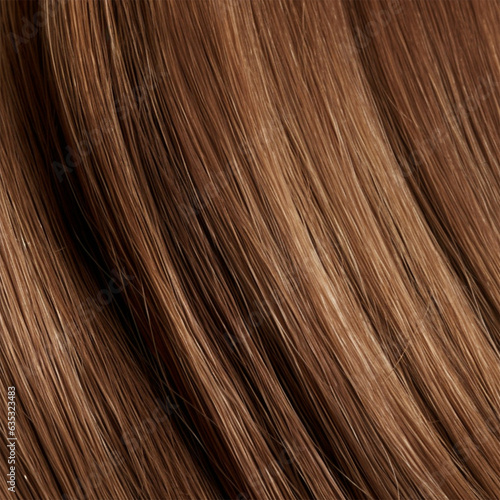 Close-up of a bunch of shiny straight natural light brown hair . 