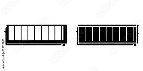 ofvs446 OutlineFilledVectorSign ofvs - roll off dumpster vector icon . roll-off garbage container sign . isolated transparent . black outline and filled version . AI 10 / EPS 10 / PNG . g11787