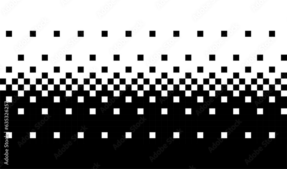 Black and white seamless background in pixel art style. 8 bit dithering backdrop. Vector illustration. Black and white seamless background in pixel art style. 8 bit dithering backdrop. Vector illustration.