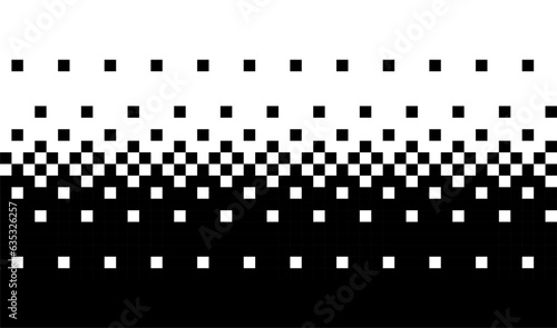 Black and white seamless background in pixel art style. 8 bit dithering backdrop. Vector illustration.