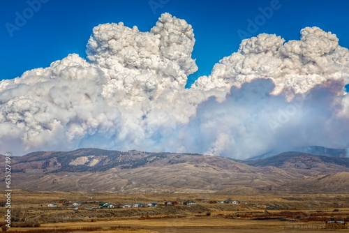 Photography Thick smoke clouds over mountains in Colorado due to a wildfire