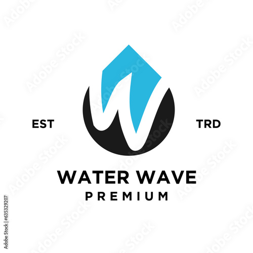 w letter water initial logo design template