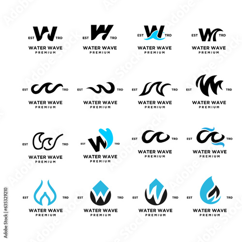 w letter water initial logo design template