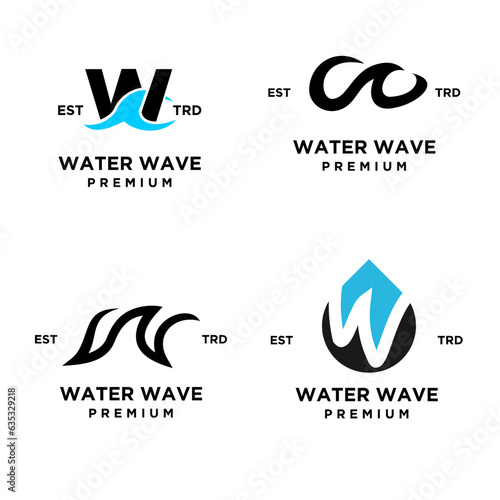 w letter water initial logo design template