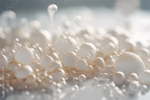 White pearls in water on a light background. Shallow depth of field