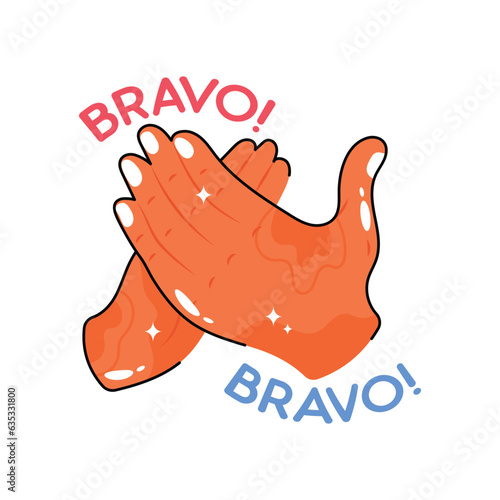Bravo doodle vector outline Sticker. EPS 10 file
