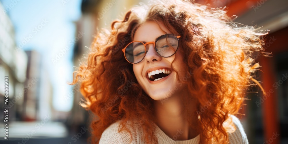 illustration of young girl in glasses is smiling, generative AI illustration of young girl in glasses is smiling, generative AI