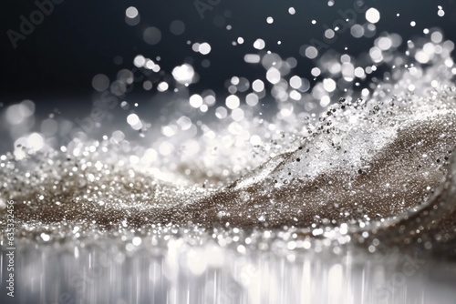 Water splashes abstract background with bokeh defocused lights. Glittering lights background. Abstract background with bokeh defocused lights. 3D rendering