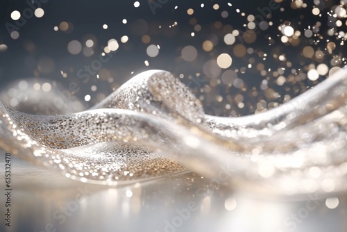 Elegant abstract wave. Abstract background with bokeh defocused lights. Glittering lights background. Christmas and New Year holidays concept.