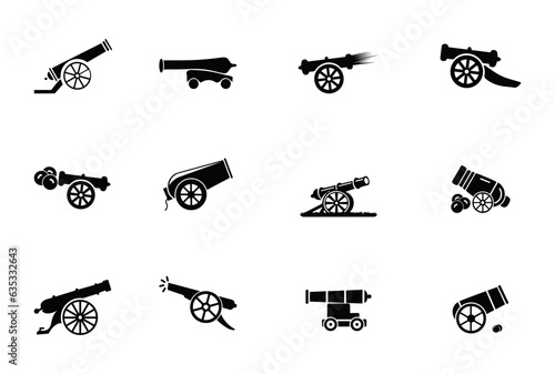 Best Hi-Quality Cannon Vector Illustration Clip Art Collection. Illustration Cannon And Cartoon, Cannon Element, Fire Cannon Art. Ship Wheel, Destruction, Fight Game, Transportation.