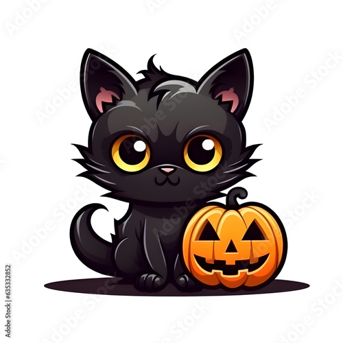 halloween cute cat cartoon character style generative AI. © dps studio