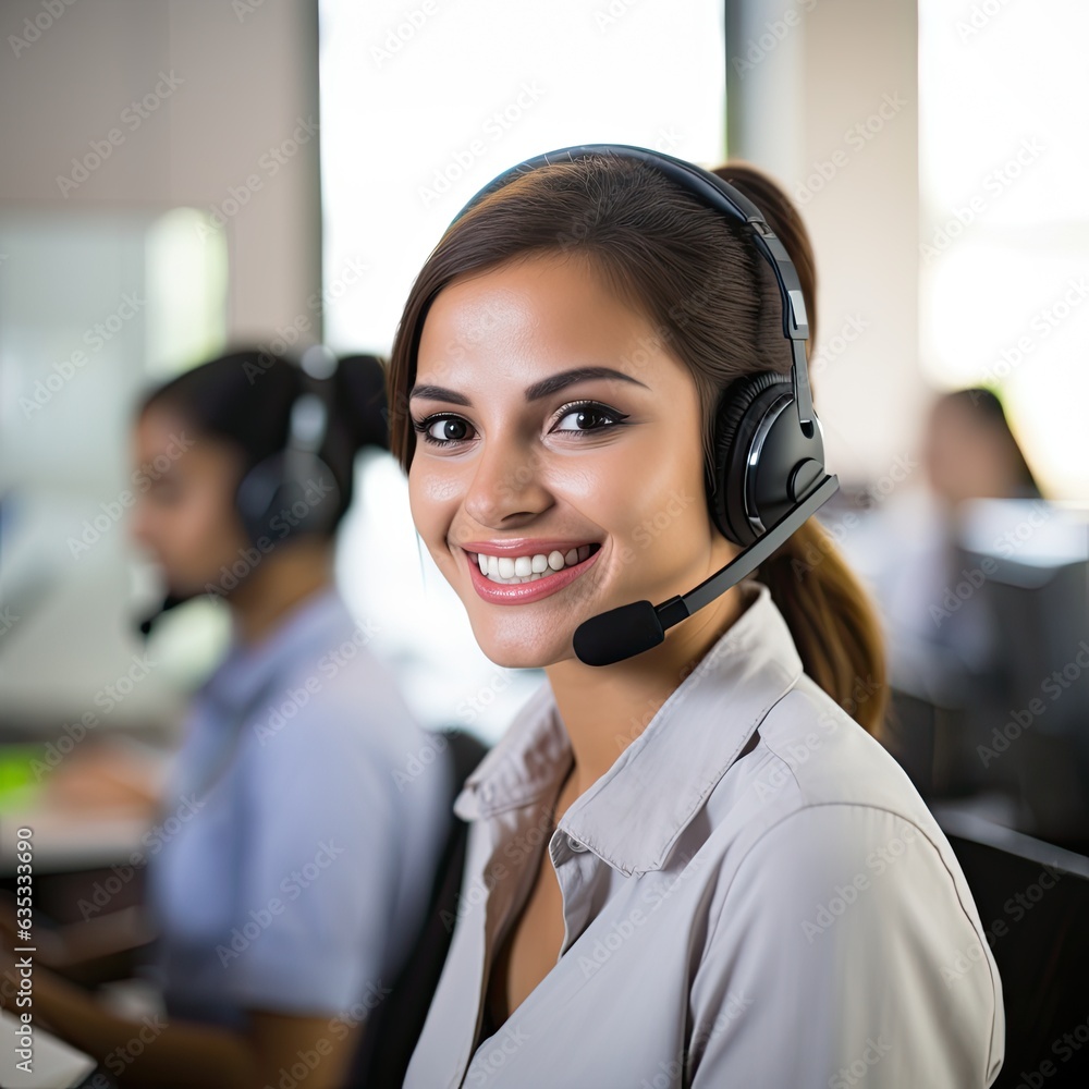 happy call center workers (Generative AI) happy call center workers (Generative AI)