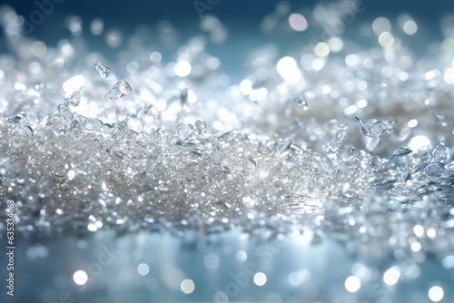 Abstract background. Silver tinsel background. Precious Dust. Splash of gems. Selective focus. Artistic blur. 3d rendering  3d illustration.
