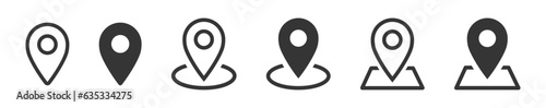 Location symbol icon vector design isolated. Set location icons place symbol in white background